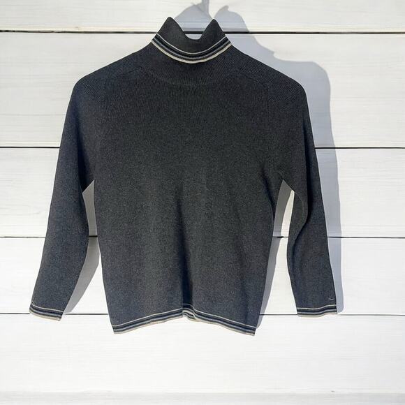 Banana Republic Tuttle neck sweater-Gray with stripes -size M - Picture 1 of 9
